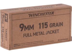Winchester Target 9mm Luger Ammo 115 Grain Full Metal Jacket Box of 1000