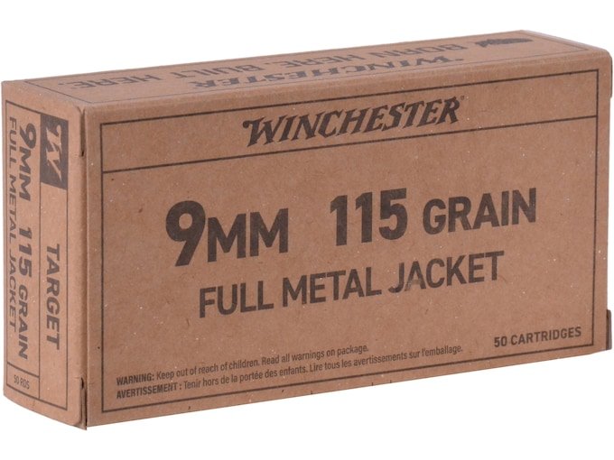 Winchester Target 9mm Luger Ammo 115 Grain Full Metal Jacket Box of 1000