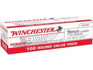 Winchester Target & Practice 9mm Luger Ammo 115 Grain Full Metal Jacket Box of 1000