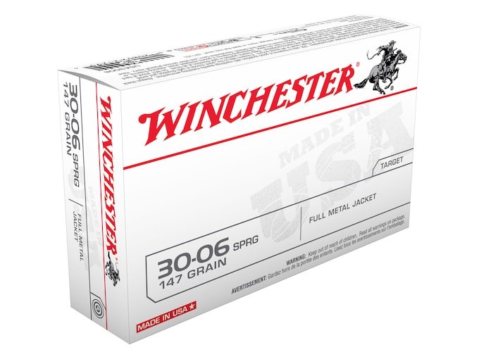 Winchester White Box USA 30-06 Springfield Ammo 147 Grain Full Metal Jacket Box of 500