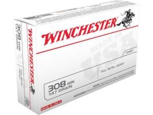 Winchester White Box USA 308 Winchester Ammo 147 Grain Full Metal Jacket Box of 500