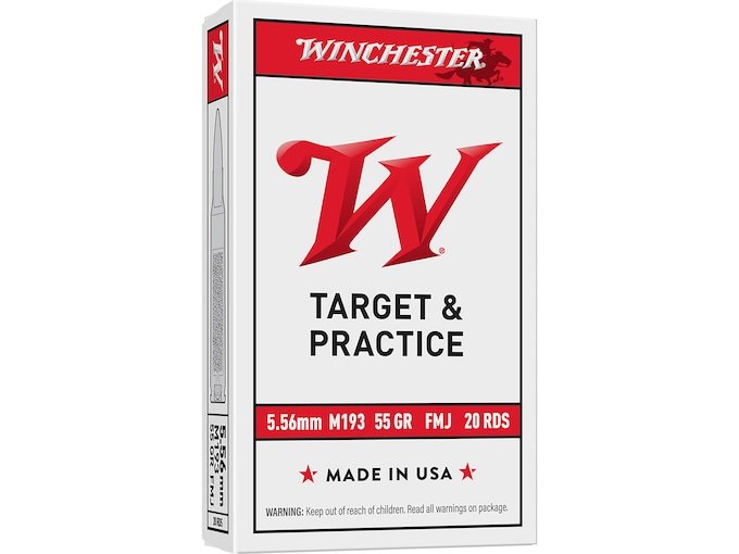 Winchester White Box USA 5.56x45mm NATO Ammo 55 Grain Full Metal Jacket Box of 1000