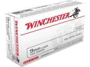 Winchester White Box USA 9mm Luger Ammo 124 Grain Full Metal Jacket Box of 1000