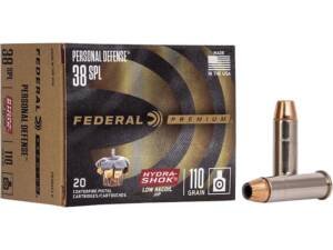 Federal Premium Personal Defense Reduced Recoil 38 Special Ammo 110 Grain Federal Hydra-Shok Jacketed Hollow Point Of 500