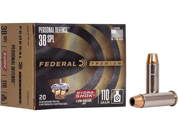Federal Premium Personal Defense Reduced Recoil 38 Special Ammo 110 Grain Federal Hydra-Shok Jacketed Hollow Point Of 500