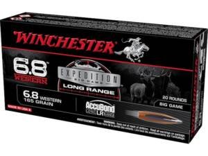 Winchester Expedition Big Game Long Range 6.8 Western Ammo 165 Grain Nosler AccuBond Long Range Bonded Polymer Tip Box of 500