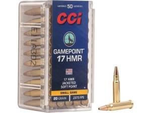 CCI GamePoint 17 Hornady Magnum Rimfire (HMR) Ammo 20 Grain Jacketed Soft Point