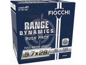 Fiocchi Range Dynamics 5.7x28mm FN Ammo 40 Grain Full Metal Jacket Box Of 1000