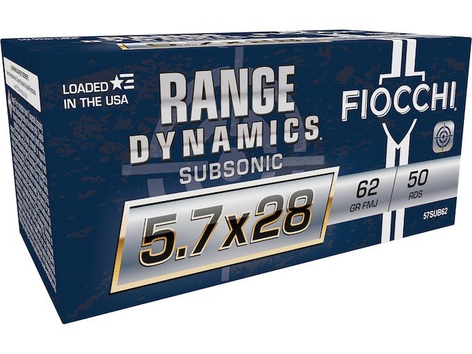 Fiocchi Range Dynamics 5.7x28mm FN Ammo 62 Grain Full Metal Jacket Box Of 1000