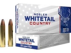 Nosler Whitetail Country 350 Legend Ammo 180 Grain Straight Wall Jacketed Soft Point Box of 500