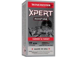 Winchester Super X 17 Winchester Super Magnum Ammo 25 Grain Jacketed Hollow Point Box of 1000