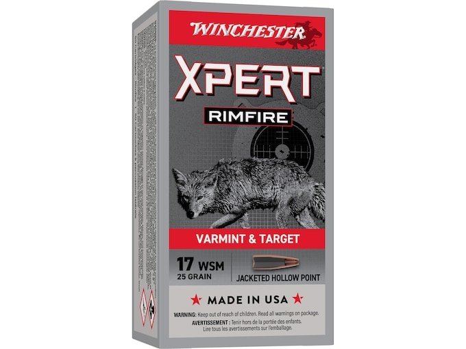 Winchester Super X 17 Winchester Super Magnum Ammo 25 Grain Jacketed Hollow Point Box of 1000