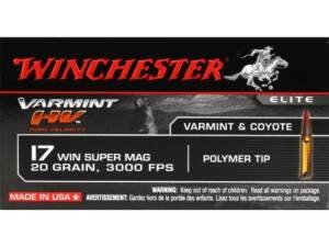 Winchester Varmint HV 17 Winchester Super Magnum Ammo 20 Grain Polymer Tip Box of 1000