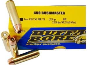 Buffalo Bore 450 Bushmaster Ammo 250 Grain Jacketed Hollow Point Box of 500