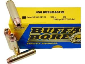 Buffalo Bore 450 Bushmaster Ammo 300 Grain Jacketed Hollow Point Box of 500