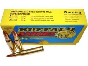 Buffalo Bore Supercharged 338 Winchester Magnum Ammo 250 Grain Barnes TSX Solid Hollow Point Lead Free Box of 250