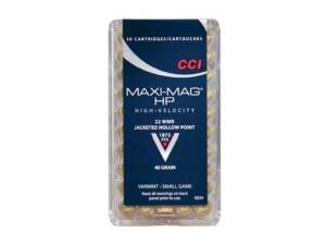 CCI Maxi-Mag 22 Winchester Magnum Rimfire (WMR) Ammo 40 Grain Jacketed Hollow Point box of 2000