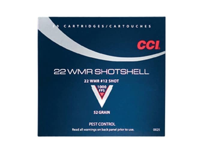 CCI Shotshell 22 Winchester Magnum Rimfire (WMR) Ammo 52 Grain #12 Lead Shot Box of 1000