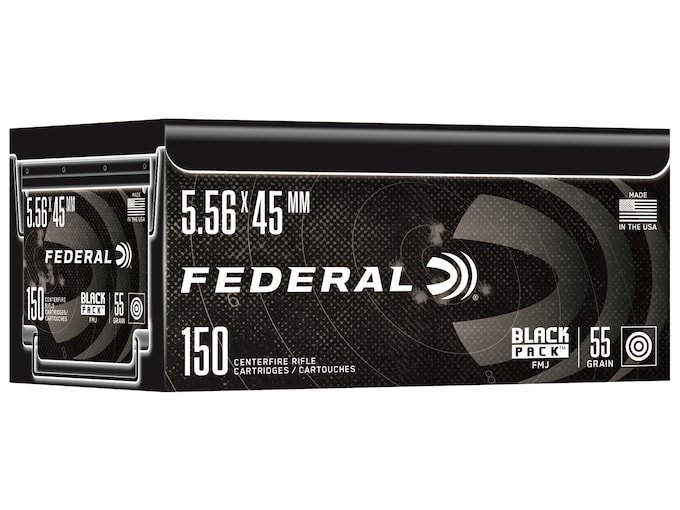 Federal Black Pack 5.56x45mm NATO Ammo 55 Grain Full Metal Jacket Case of 1000