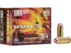 Federal Fusion 10mm Auto Ammo 200 Grain Bonded Jacketed Soft Point