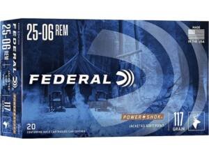 Federal Power-Shok 25-06 Remington Ammo 117 Grain Jacketed Soft Point Box of 500