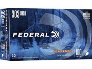 Federal Power-Shok 303 British Ammo 180 Grain Speer Hot-Cor Jacketed Soft Point Box of 300