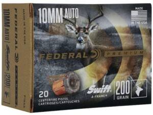 Federal Premium 10mm Auto Ammo 200 Grain Swift A-Frame Bonded Jacketed Hollow Point Box of 500 Rounds