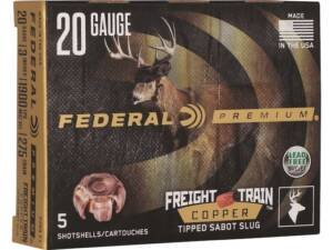 Federal Premium Freight Train 20 Gauge Copper Tipped Sabot Slug Ammo Lead Free box of 300 rounds