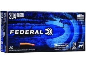 Federal Varmint & Predator 204 Ruger Ammo 32 Grain Hornady V-Max Polymer Tip Box of 500