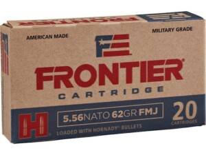Frontier Cartridge Military Grade 5.56x45mm NATO Ammo 62 Grain Hornady FMJ Full Metal Jacket Box of 1000