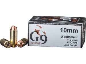 G9 Defense Woodsman 10mm Auto Ammo 145 Grain Square Nose Lead Free Box of 500 Rounds
