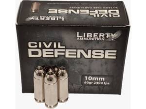 Liberty Civil Defense 10mm Auto Ammo 60 Grain Fragmenting Hollow Point Lead Free Box of 500