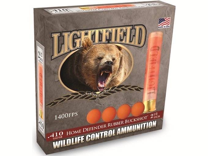 Lightfield Wildlife Control Less Lethal 410 Ammo 2-1/2" Rubber Buckshot 4 Pellets box of 500 rounds