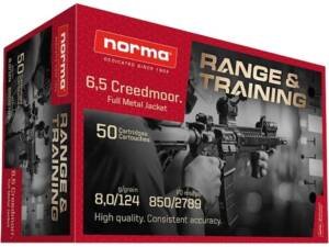 Norma Range & Training 6.5 Creedmoor Ammo 124 Grain Full Metal Jacket Box of 500