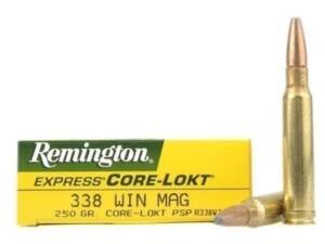 Remington Core-Lokt 338 Winchester Magnum Ammo 250 Grain Jacketed Soft Point Box of 500