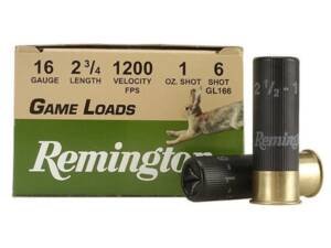 Remington Game Load Ammunition 16 Gauge 2-3/4" 1 oz #6 Shot box of 1000 rounds