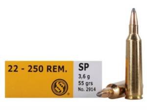 Sellier & Bellot 22-250 Remington Ammo 55 Grain Jacketed Soft Point box of 500