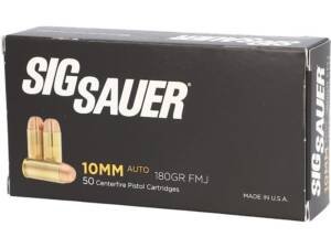 Sig Sauer Elite Performance 10mm Auto Ammo 180 Grain Full Metal Jacket Box of 500 Rounds