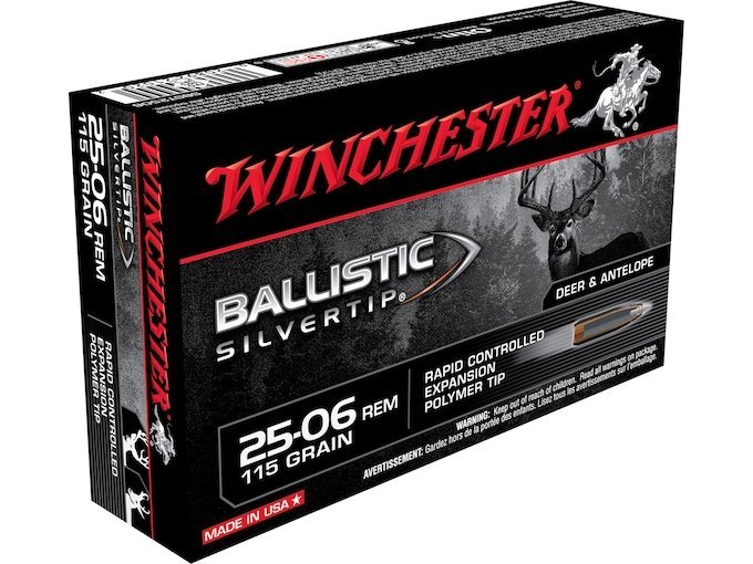 Winchester Ballistic Silvertip 25-06 Remington Ammo 115 Grain Polymer Tip Box of 500