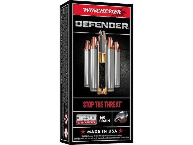Winchester Defender 350 Legend Ammo 160 Grain Bonded Jacketed Hollow Point Box of 500