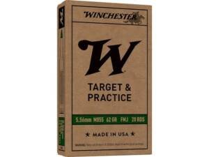 Winchester M855 SS109 5.56x45mm NATO Ammo 62 Grain Penetrator Full Metal Jacket Box of 1000