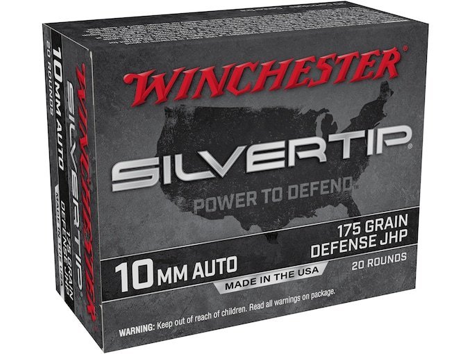 Winchester Silvertip Defense 10mm Auto Ammo 175 Grain Winchester Silvertip Jacketed Hollow Point Box of 500 Rounds