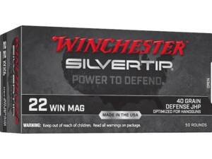 Winchester Silvertip Defense 22 Winchester Magnum Rimfire (WMR) Ammo 40 Grain Jacketed Hollow Point box of 2000