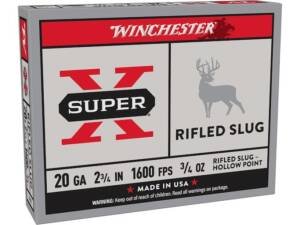 Winchester Super X 20 Gauge Rifled Slug 2-3/4" 3/4oz box of 500 rounds
