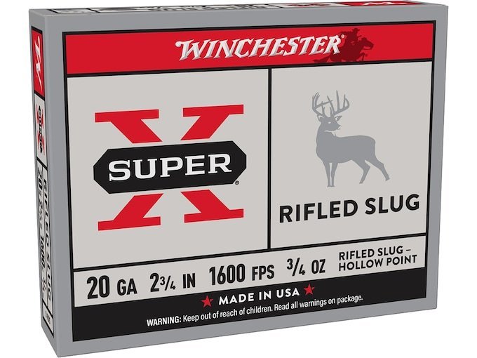 Winchester Super X 20 Gauge Rifled Slug 2-3/4" 3/4oz box of 500 rounds