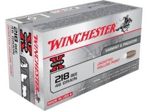 Winchester Super X 218 Bee Ammo 46 Grain Jacketed Hollow Point Box of 500