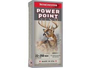 Winchester Super X 22-250 Remington Ammo 64 Grain Winchester Power-Point Jacketed Soft Point box of 500