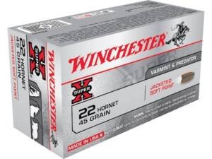 Winchester Super X 22 Hornet Ammo 45 Grain Jacketed Soft Point Box of 500
