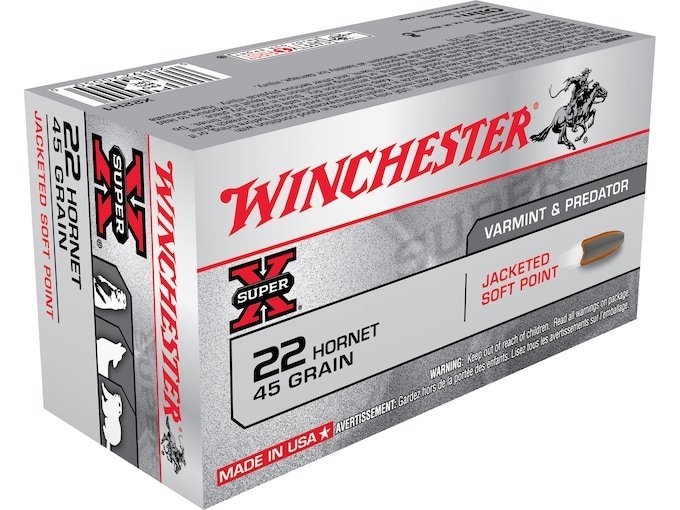 Winchester Super X 22 Hornet Ammo 45 Grain Jacketed Soft Point Box of 500