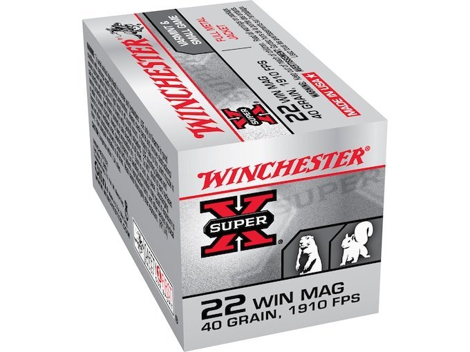 Winchester Super X 22 Winchester Magnum Rimfire (WMR) Ammo 40 Grain Full Metal Jacket box of 2000